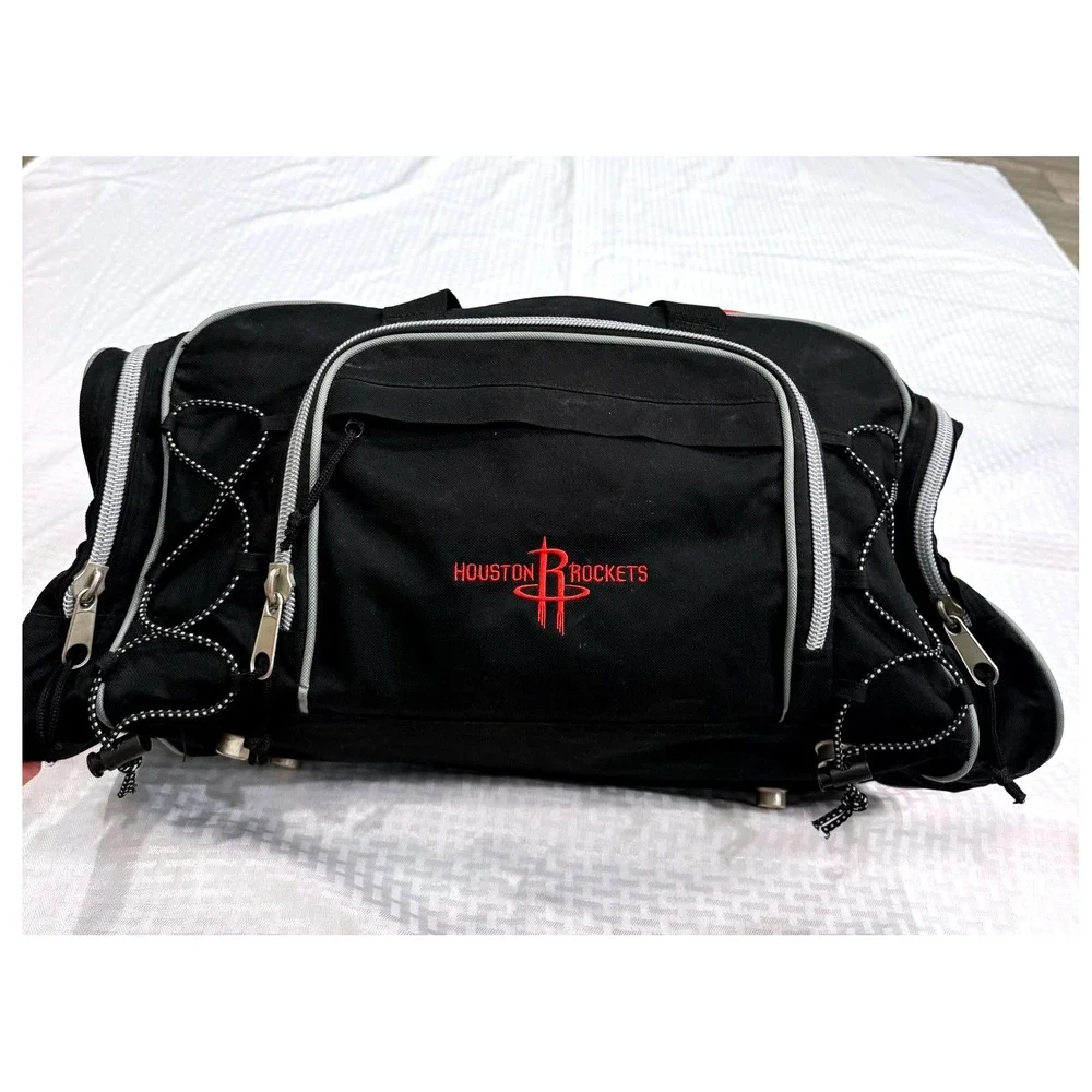 Houston Rockets NBA Duffel Bag Red Black Gym Travel Shoulder Strap Basketball